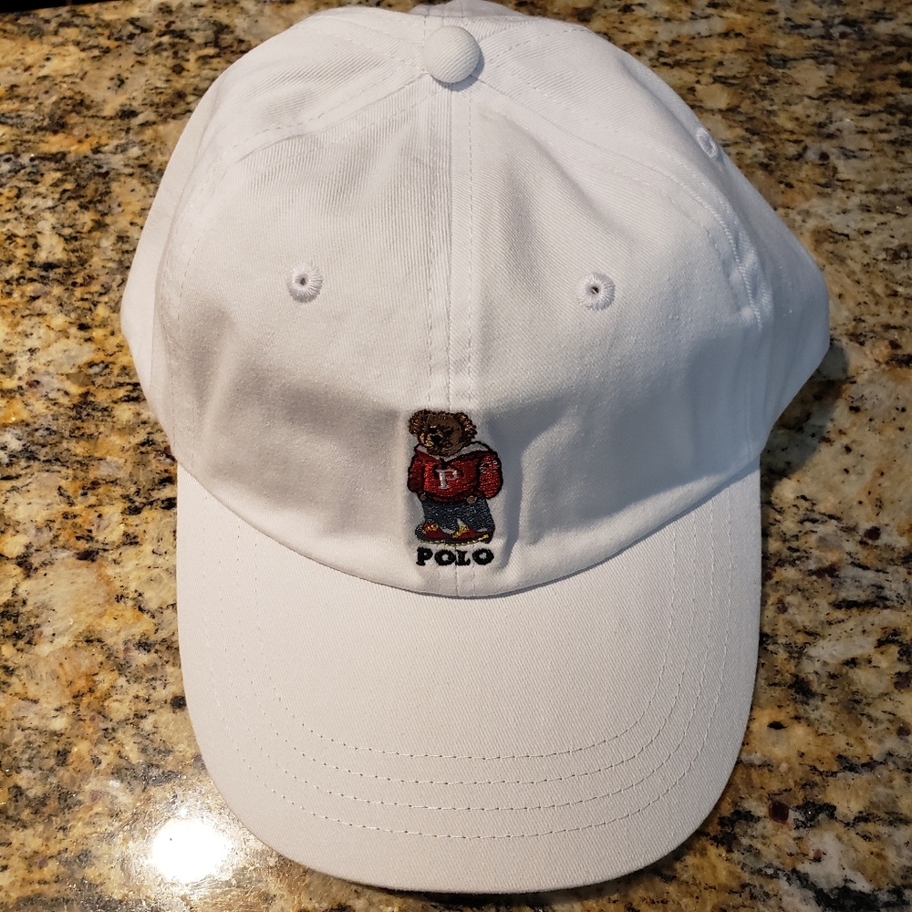 POLO RALPH LAUREN LIMITED VARSITY POLO BEAR 🐻 LOGO WHITE CAP HAT OSFA $49 NWT